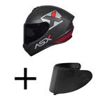 Capacete ASX Draken Concept CInza e Vermelho Mais Viseira Fumê - Axxis