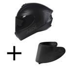 Capacete ASX Draken Solid Preto Fosco Mais Viseira Fumê