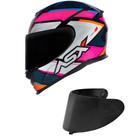 Capacete ASX Eagle Fast Preto Rosa e Branco Mais Viseira Fumê