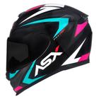 Capacete ASX Eagle Street Preto /Tiffany / Rosa