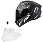 Capacete Asx Moto Vector Preto Esportivo + Viseira Fumê