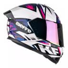 Capacete Bieffe B12 Kf Branco Perola Roxo Viseira Cristal