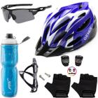 Capacete Bike Ciclismo + Garrafa Térmica + Suporte + Sinalizador + Óculos + Par De Luvas