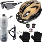 Capacete Bike Ciclismo + Garrafa Térmica + Suporte + Sinalizador + Óculos + Par De Luvas - Deko