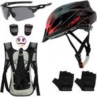 Capacete Bike Ciclismo + Mochila De Hidratação + Pisca + Óculos + Luvas - Tsw