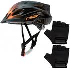 Capacete Bike Mtb Tsw Ciclista Com Sinalizador De Led + Luvas