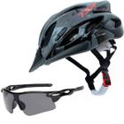 Capacete Bike Tsw Ciclismo Mtb Com Sinalizador De Led Leve E Resistente + Óculos Esporte