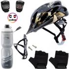 Capacete Bike Tsw Ciclismo Mtb + Garrafa Térmica + Suporte + Sinalizador + Par De Luvas