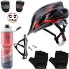 Capacete Bike Tsw Ciclismo Mtb + Garrafa Térmica + Suporte + Sinalizador + Par De Luvas