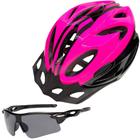 Capacete Ciclismo Bicicleta Com Sinalizador De Led + Óculos Proteção