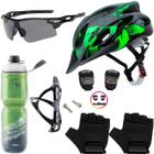 Capacete Ciclismo Bike + Garrafa Térmica + Suporte + Pisca + Óculos + Par De Luvas - Tsw