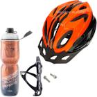 Capacete Ciclismo Com Sinalizador De Led Bike Mtb + Garrafa Térmica + Suporte - Byorn / Genesi