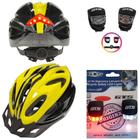 Capacete Ciclismo Com Sinalizador De Led Leve Resistente Bicicleta Adulto Bike + Par De Sinalizador