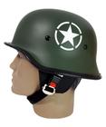 Capacete coquinho estilo militar Scooter Elétrica Moto Verde Oliva com Estrela - M34039