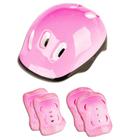 Capacete Cotoveleira E Joelheira Infantil Rosa Kit Proteção