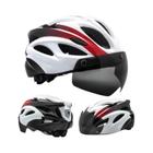 Capacete de Bicicleta Masculino com Luz Traseira, Óculos Magnéticos e Viseira Solar UV400