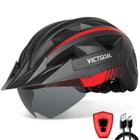 Capacete de bicicleta VICTGOAL com óculos de luz recarregáveis preto R