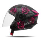 Capacete de Moto Aberto New Liberty Three Flowers Rosa/Preto Fosco Tam 58 CAP-764PKPT Pro Tork