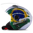Capacete de Moto Masculino Aberto New Atomic Patriota Brasil Pro Tork Viseira Óculos Interno Fumê