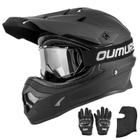 Capacete de motocicleta Oumurs ATV Dirt Bike com óculos e luvas XL