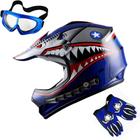 Capacete de motocross 1Storm Shark Blue Kids M 51-52cm + Óculos