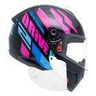 Capacete Drive 2 Atitude Rosa Mais Viseira Cristal Extra