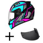 Capacete Ebf New Spark Spider Preto Tiffany e Rosa Mais Viseira Fumê