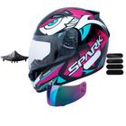 Capacete Ebf Spark Dragon Preto Rosa Com Narigueira Mais Viseira Camaleão e Adesivo Preto