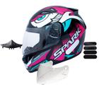 Capacete Ebf Spark Dragon Preto Rosa Com Narigueira Mais Viseira Cristal e Adesivo Preto