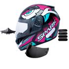 Capacete Ebf Spark Dragon Preto Rosa Com Narigueira Mais Viseira Fumê e Adesivo Preto