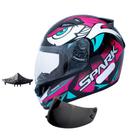 Capacete Ebf Spark Dragon Preto Rosa Com Narigueira Mais Viseira Fumê