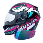 Capacete Ebf Spark Dragon Preto Rosa Mais Viseira Camaleão