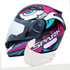 Capacete Ebf Spark Dragon Preto Rosa Mais Viseira Cristal