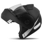 Capacete Escamoteável Robocop EBF Novo E8 Street Line Preto Fosco e Prata Moto