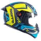 Capacete Fechado Bieffe B12 Phanton Azul c/ Amarelo Fosco