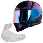 Capacete Fechado Feminino X11 Revo Pro Tronix Rosa e Azul