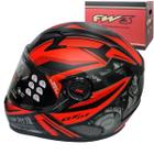 Capacete Fechado Fw3 Gtx R1 Preto Fosco/Vermelho Com Oculos Interno