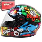 Capacete Fechado Gt Cartoon Preto Fw3