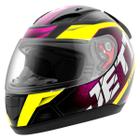 Capacete Fechado Jett Modelo Evo Line Brilhante Rosa e Amarelo Tam. 62