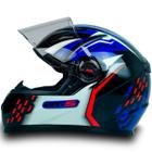 Capacete Fechado Moto Gt5 Azul Vermelho C Narigueira Tam 56