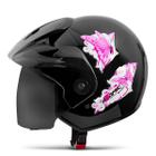 Capacete Feminino Aberto Moto Pro Tork Atomic For Girls Viseira Fumê Rosa Lindo