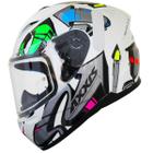 Capacete Feminino Axxis Segment Arrows Branco Moto Fechado