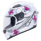 Capacete Feminino Moto Ebf Spark New Borboleta Branco Brilhante