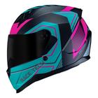 Capacete Feminino Race Tech Sector Exilio Preto e Fucsia Rosa Esportivo Moto Motociclismo