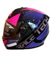 Capacete Feminino Race Tech Sector Slash Preto e Lilás Esportivo Moto Motociclismo