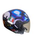 Capacete fw3 tartaruga azul e preto turtle moto aberto qualidade premium top xopenx blue & black