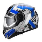 Capacete Gp Tech Fusion Sv A118 Articulado Robocop Azul E Cinza