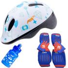 Capacete Infantil Bicicleta + Joelheira + Cotoveleira + Luva + Garrafinha