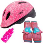 Capacete Infantil Bicicleta + Joelheira + Cotoveleira + Luva + Garrafinha