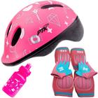 Capacete Infantil Bicicleta + Joelheira + Cotoveleira + Luva + Garrafinha